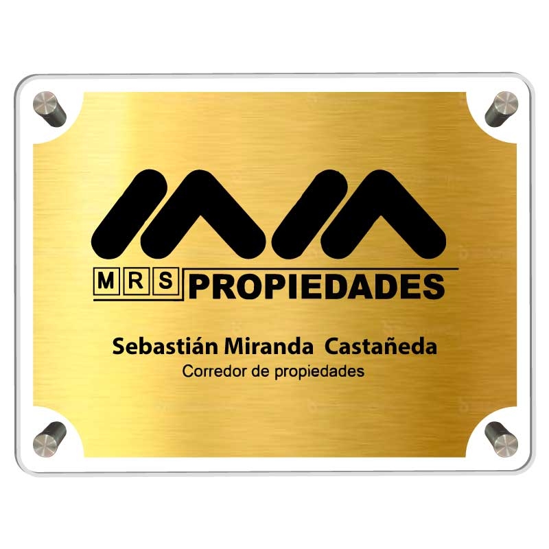 Letrero para oficina de 44,5x29,5 cms con placa metalizada