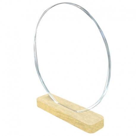 Galvano Acrílico Redondo-Circular 12,5 cms con base de madera incluye caja y grabado láser