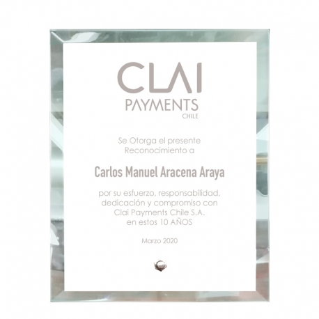 Galvano de Cristal Ultra Light M (Mediano), incluye grabado láser y caja de presentación