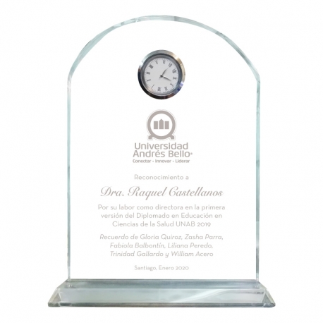 Hermoso Galvano de Cristal Reloj Altar Fino M (Mediano), Incluye grabado láser