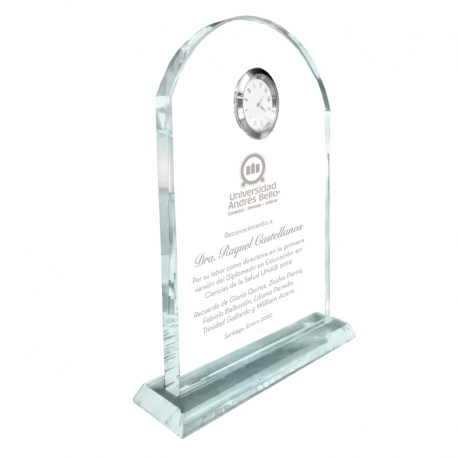 Galvano de cristal Reloj Altar Fino L (Grande), Incluye grabado láser GRATIS