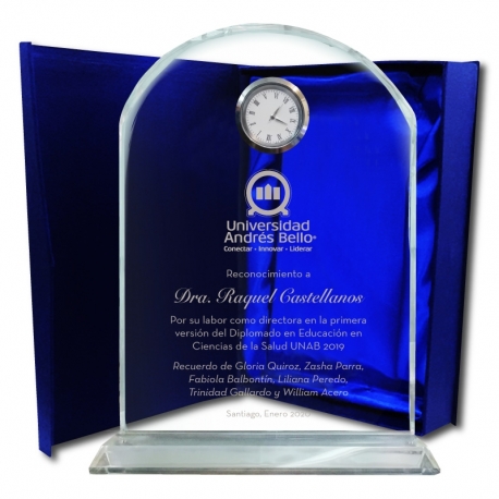 Galvano de cristal Reloj Altar Fino L (Grande), Incluye grabado láser GRATIS