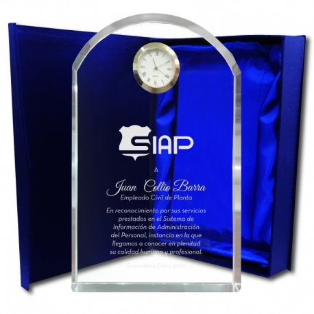 Galvano de Cristal Reloj Altar L (Grande), Incluye caja de presentación 