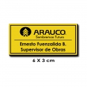 Piocha con Nombre, Cargo y Logo 6x3 centímetros - Amarillo / Negro, atención exprés