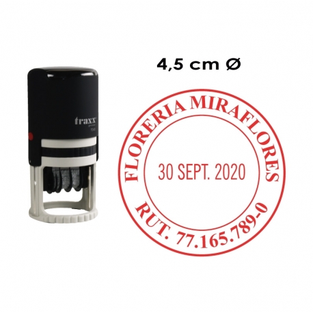 Timbre Fechador automático Traxx 7045, sello fechador circular grande. Incluye personalización de texto.