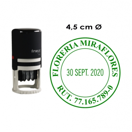 Timbre Fechador automático Traxx 7045, sello fechador circular grande. Incluye personalización de texto.