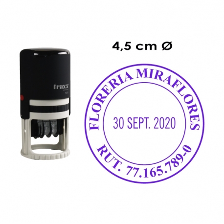 Timbre Fechador automático Traxx 7045, sello fechador circular grande. Incluye personalización de texto.