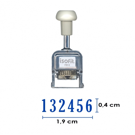 Foliador (numerador) Automático Isofit de 6 dígitos con hasta 5 repeticones, estructura metálica de larga duración.