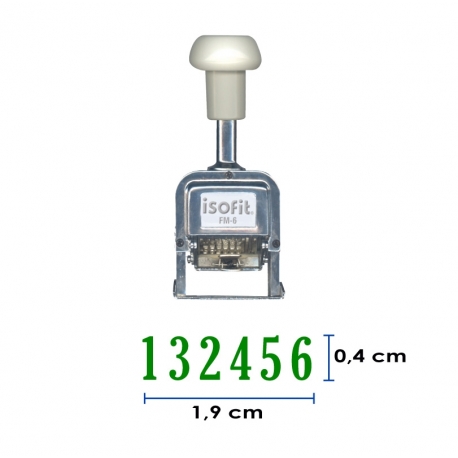 Foliador (numerador) Automático Isofit de 6 dígitos con hasta 5 repeticones, estructura metálica de larga duración.