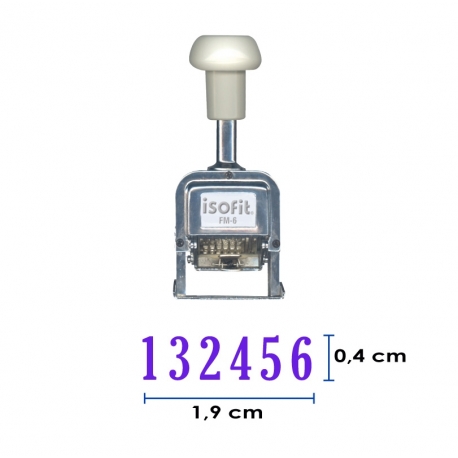 Foliador (numerador) Automático Isofit de 6 dígitos con hasta 5 repeticones, estructura metálica de larga duración.
