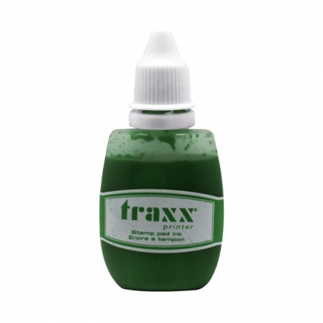 Tinta Verde, marca Traxx calidad alemana para timbres de goma automáticos.