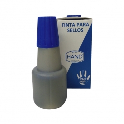 Tinta de goteo para timbres de goma en Color Azul marca Hand