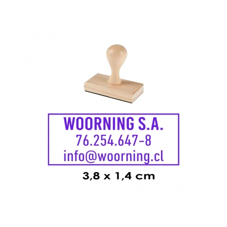 Timbre Madera 11 para 2 o 3 líneas de texto - listo en 1 hora