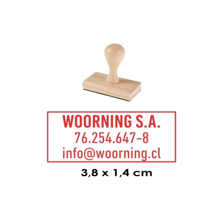 Timbre Madera 11 para 2 o 3 líneas de texto - listo en 1 hora
