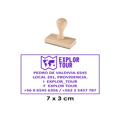 Timbre de goma Madera 15 de 7x3 cms. Con servicio rapido estara listo en 1 hora.