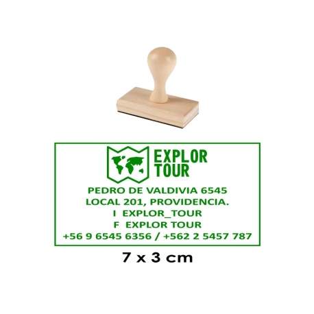 Timbre de goma Madera 15 de 7x3 cms. Con servicio rapido estara listo en 1 hora.