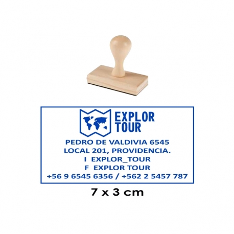 Timbre de goma Madera 15 de 7x3 cms. Con servicio rapido estara listo en 1 hora.