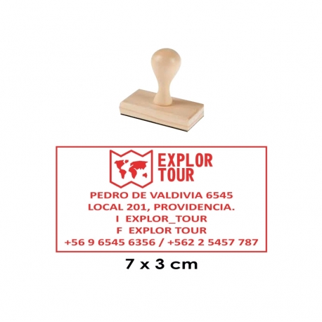 Timbre de goma Madera 15 de 7x3 cms. Con servicio rapido estara listo en 1 hora.