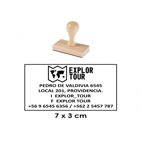 Timbre de goma Madera 15 de 7x3 cms. Con servicio rapido estara listo en 1 hora.