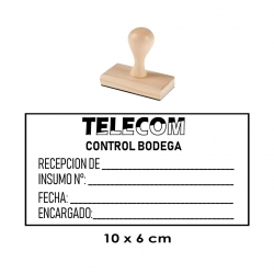 Timbre de goma GRANDE base de Madera 10x6 cms. Servicio rápido y de calidad.