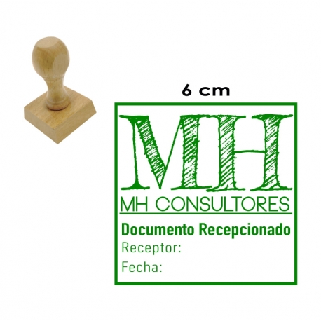 Timbre de goma Cuadrado o Redondo GRANDE 6x6 cms. con soporte de madera. Timbre de goma Cuadrado o Redondo GRANDE 6x6 cms. con soporte de madera.