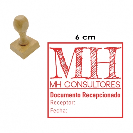 Timbre de goma Cuadrado o Redondo GRANDE 6x6 cms. con soporte de madera. Timbre de goma Cuadrado o Redondo GRANDE 6x6 cms. con soporte de madera.