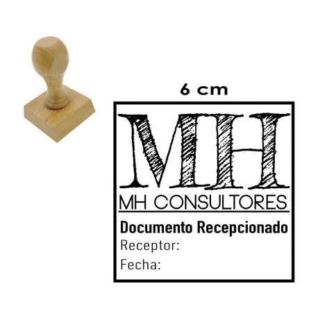 Timbre de goma Cuadrado o Redondo GRANDE 6x6 cms. con soporte de madera. Timbre de goma Cuadrado o Redondo GRANDE 6x6 cms. con soporte de madera.