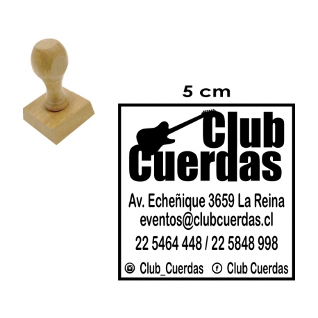 Timbre base de Madera 5x5 cms Listo en 1 hora. Modelo Redondo o Cuadrado.