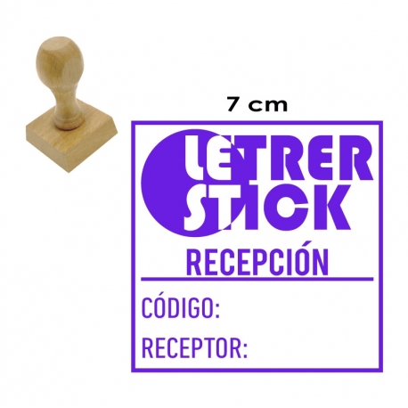 Timbre de goma GRANDE 7x7 cms. en armazón de madera