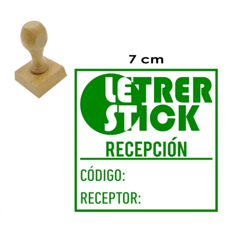 Timbre de goma GRANDE 7x7 cms. en armazón de madera