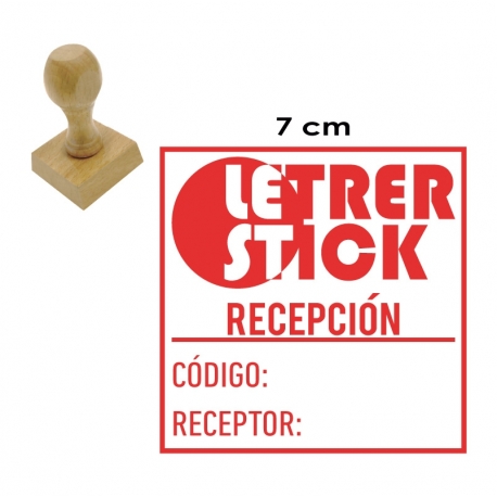 Timbre de goma GRANDE 7x7 cms. en armazón de madera