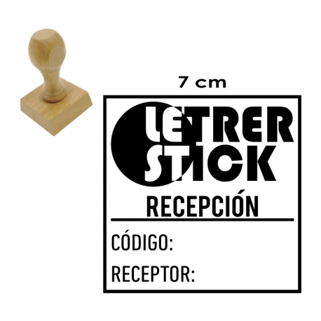 Timbre de goma GRANDE 7x7 cms. en armazón de madera