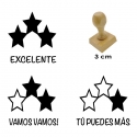 3 timbres de madera didácticos - Con diseño de estrellas y textos calificativos