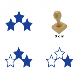 Pack de 3 timbres de madera didáctico con forma de estrellas Color Azul