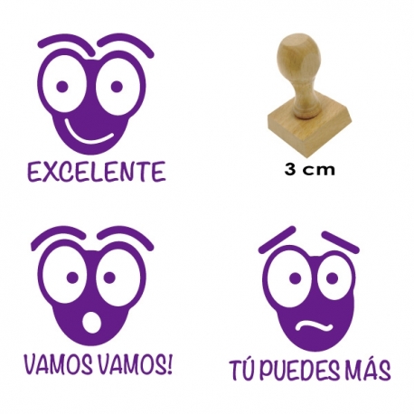 Pack de 3 timbres didácticos con texto personalizable con forma de hormiga Color Azul