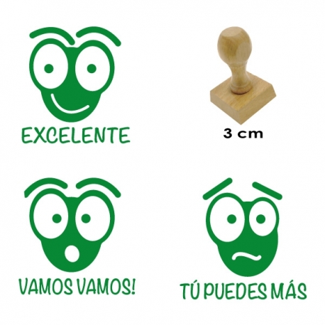 Pack de 3 timbres didácticos con texto personalizable con forma de hormiga Color Azul