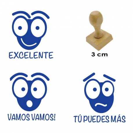 Pack de 3 timbres didácticos con texto personalizable con forma de hormiga Color Azul