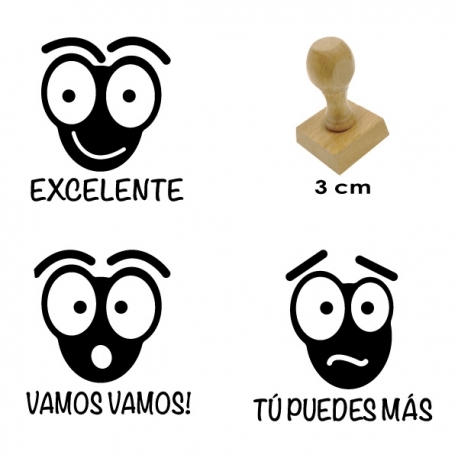 Pack de 3 timbres didácticos con texto personalizable con forma de hormiga Color Azul