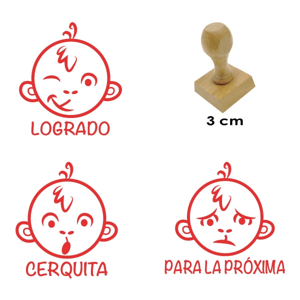 Texto Timbre Pack 3 timbres didácticos en forma de mono - Con texto para calificar ...