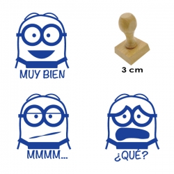 Kit de 3 timbres didácticos de Minions - Con 3 texto y expresiones distintas
