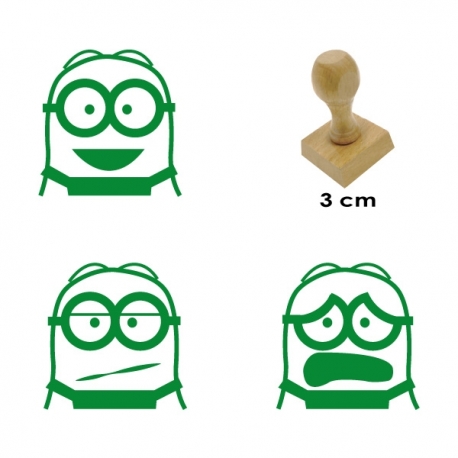 Pack de 3 timbres de madera didácticos de caricatura Bob Color Violeta
