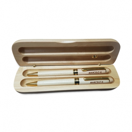 Lápices grabados en caja de bambú grabable Un perfecto regalo personal con 2 lápices con grabados láser