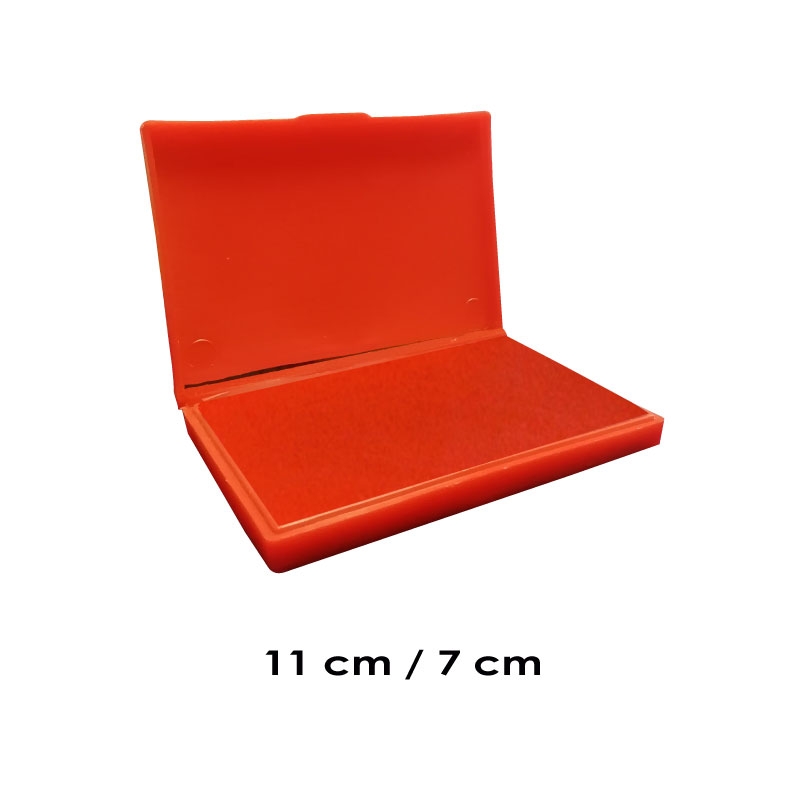 Tampón mediano 11x7 cms con tinta color Rojo para entintar timbres de madera y manuales serie económica, línea Talinay