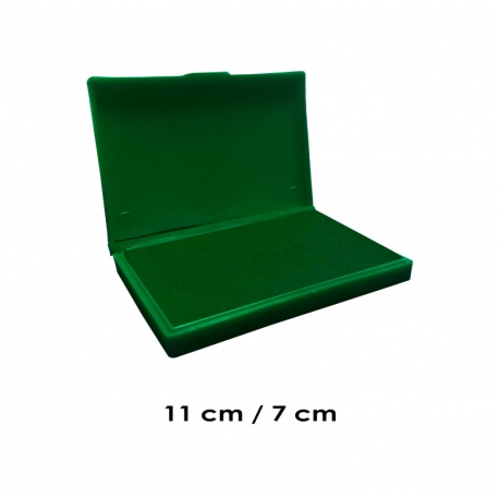 Tampón mediano 11x7 cms entintado color Verde y recargable, de serie económica, línea Talinay