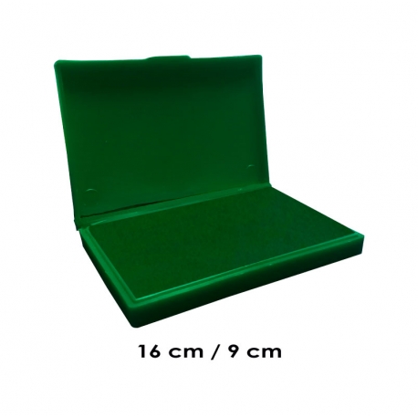 Tampón grande 16x9 cms color Verde para entintar timbres de madera y manuales serie económica, línea Talinay