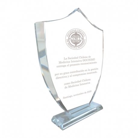 Hermoso Galvano Cristal Escudo M (Mediano), Incluyo grabado láser personalizable Hermoso Galvano Cristal Escudo M (Mediano), Incluyo grabado láser personalizable