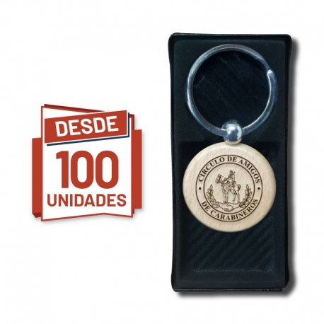 Llavero de madera Circular, desde 100 Unidades las cuales incluyen grabado láser