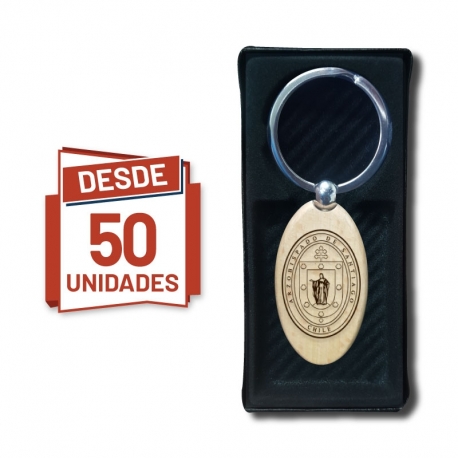 Llavero de madera Ovalado con grabado láser, desde 50 unidades con caja. Al por mayor y detalle. Personalízalo a tu pinta.