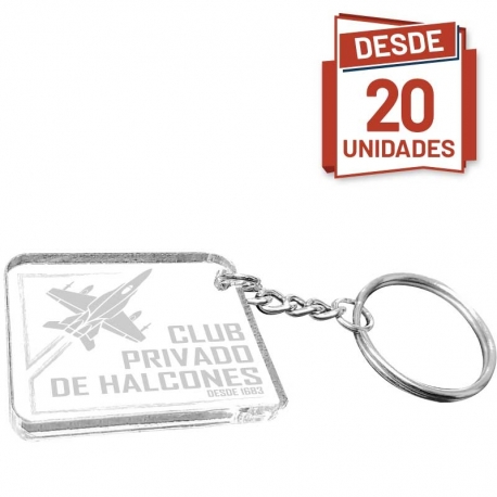 Llavero de acrílico cuadrado con grabado láser 3,5x3,5 cms pack desde 20 unidades
