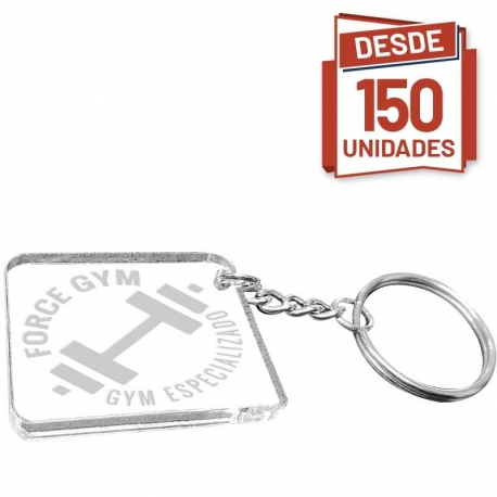 Llavero de acrílico cuadrado con grabado láser 3,5x3,5 cms pack desde 150 unidades